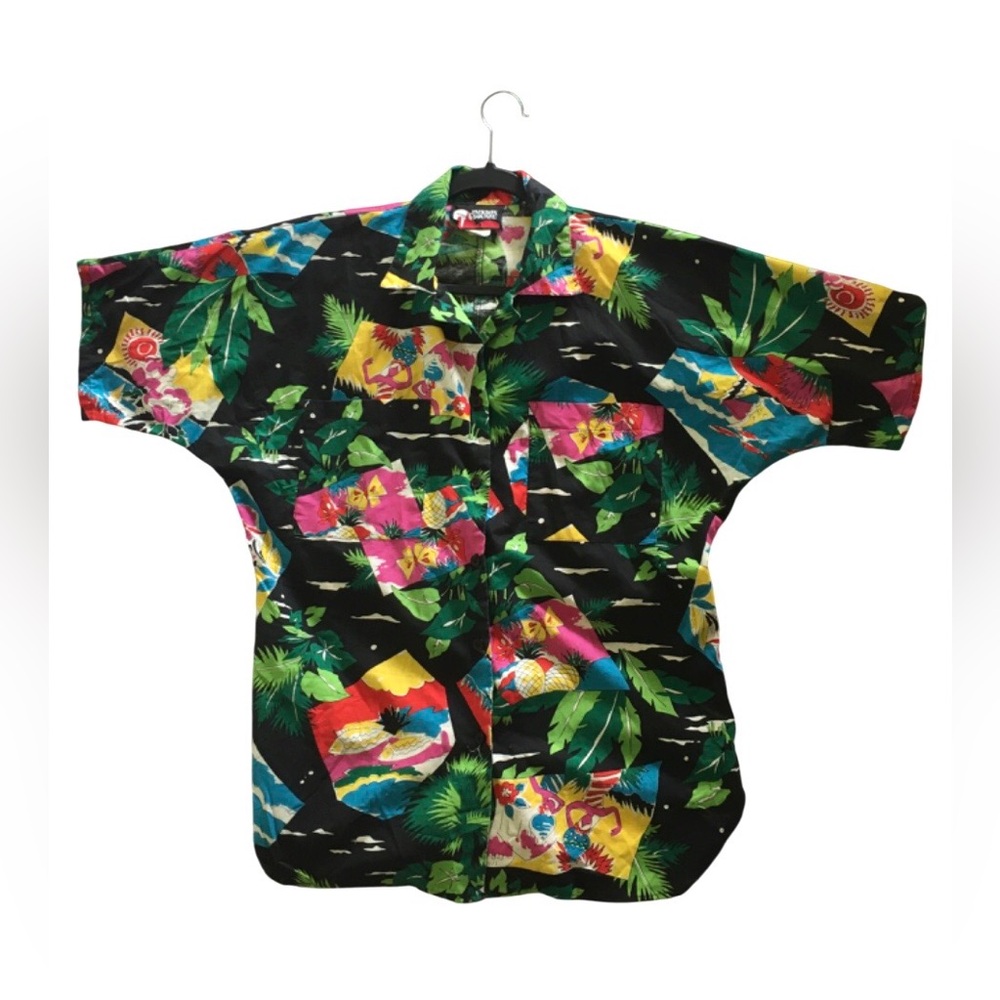 Vintage 80s Tropical Shirt Colourful M